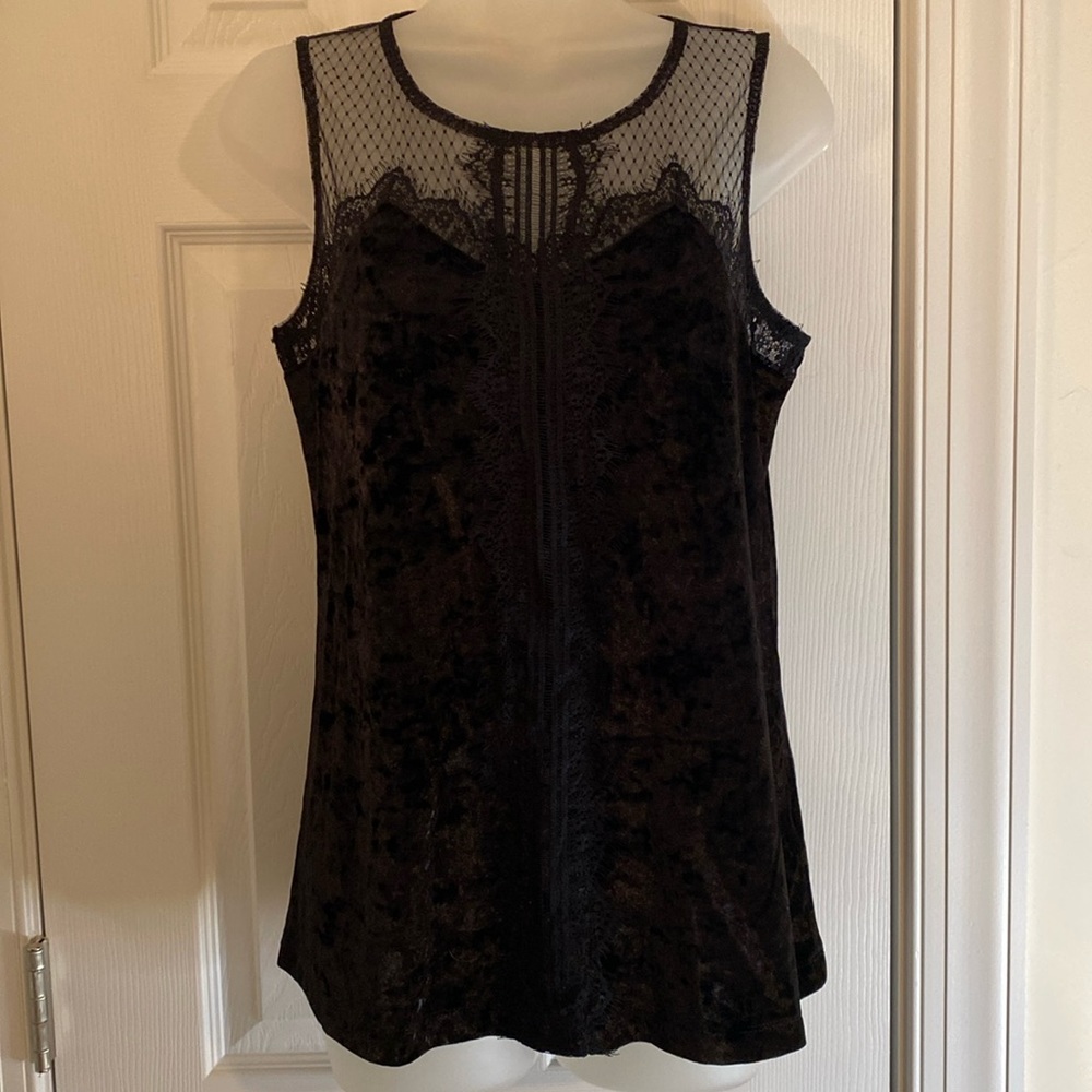 Maurices Black Shimmering w Lace Sleeveless Top Size XS